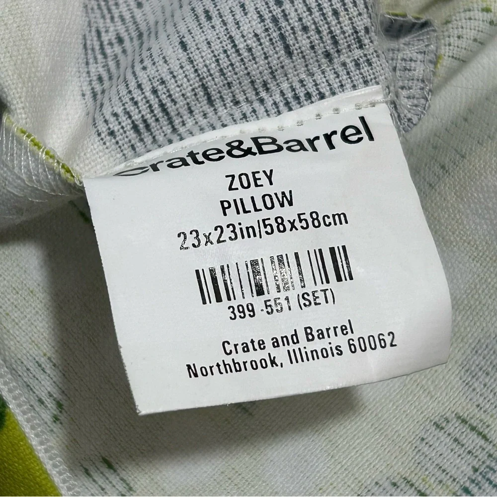 Crate & Barrel Zoey 23” Cotton Pillow Cover